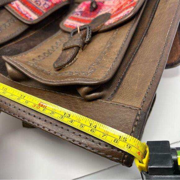 Vintage Leather and Kilim Backpack Dark Brown Travel Bag Backpack - Picture 7 of 16